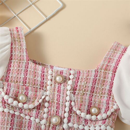 Girls Dress Summer Puff Sleeve Children Sweet Dress Ball Gow