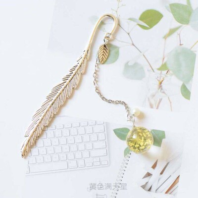 Dried flower specimen bookmark reading paging mark metal boo