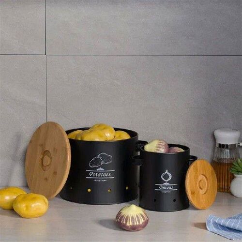 3pcs Garlic Onion Potato Container Metal Storage Box Fruit