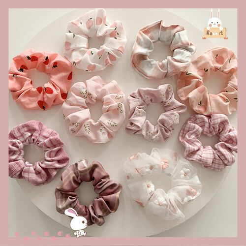 5/10 Pcs/set Flower Print Hair Scrunchies for Women Girls Cu