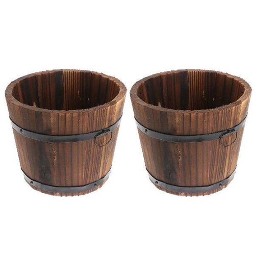 2Pcs Wooden Flower Pot Durable Eco Friendly Planter