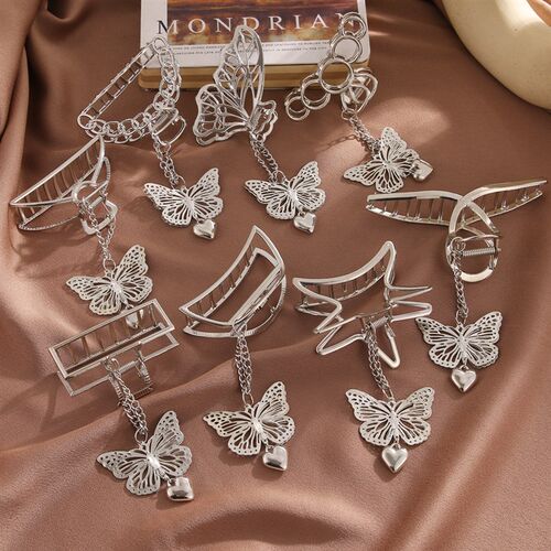 1PC Retro Metal Hair grip Goth Butterfly Hair Clip Love Pend
