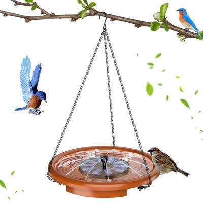 12 Inch Bird feeder Hanging Bird Bath with fountain Outdoor