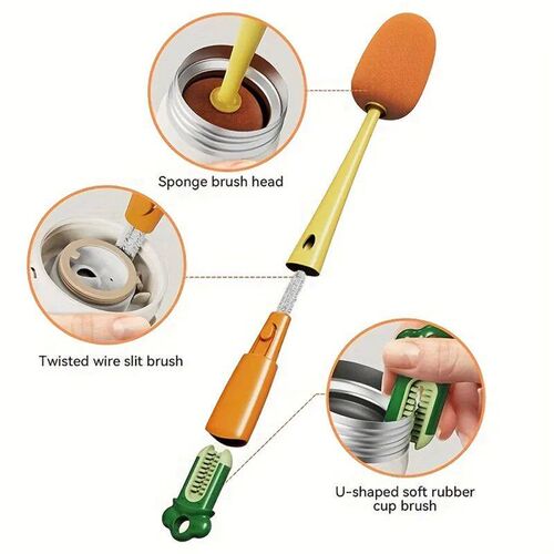 3 in 1 Bottle Brush Cartoon Carrot Water Bottle Pacifier Was