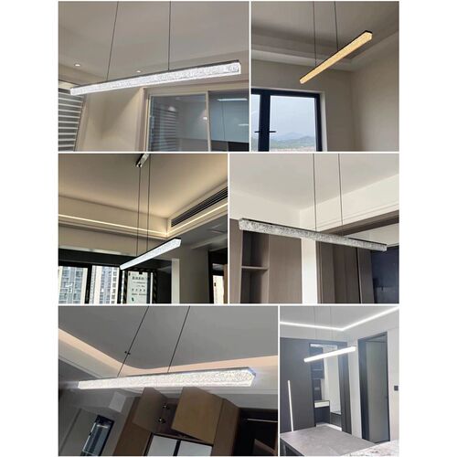 Minimalist Black Linear Pendant Lights for Dining Room Black