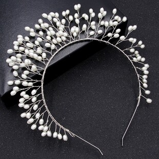 Hand woven Hairband Leaf Pearl Headbands For Women Bride Cro