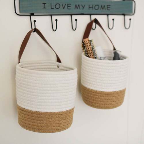 Nordic woven basket cotton woven wall hanging basket storage