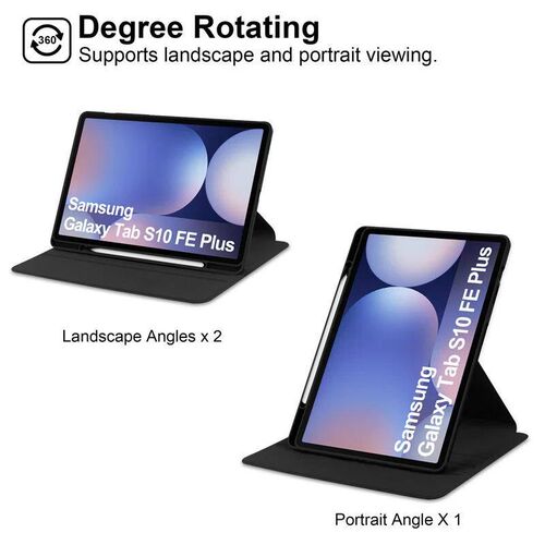 For  Tab S10 FE Plus Case with Pen Holder 360 Rotating Acryl