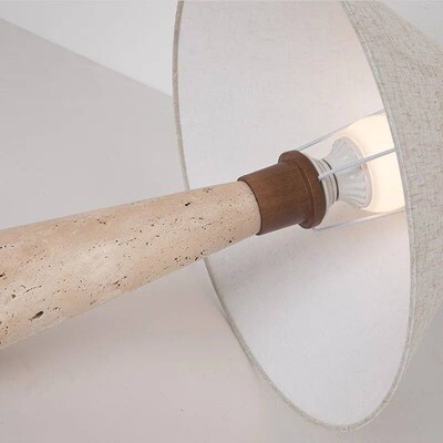 Yellow Travertine Fabric Art Table Lamp Nordic Bedroom Study