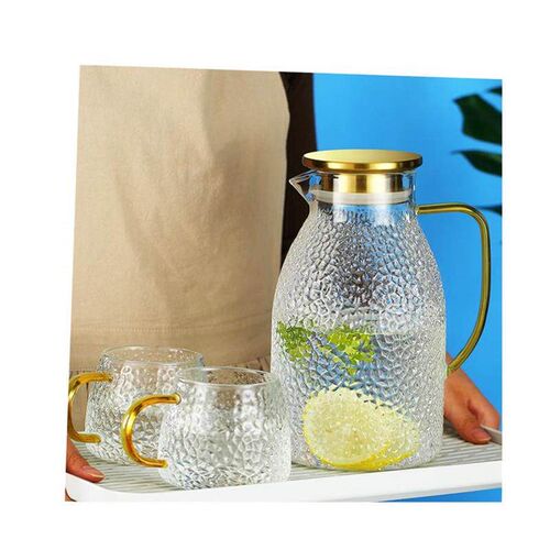 heat-resistin Glass Jug with Lid Ice Tea Water juice cup set