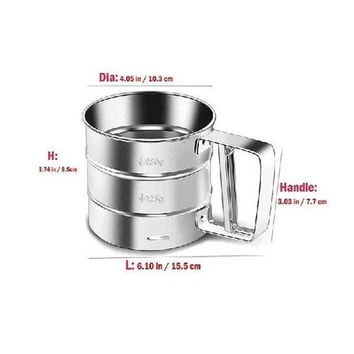 1pc Stainless Steel Flour Sifter Fine Mesh Powder Flour