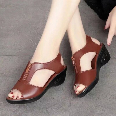 Zipper Wedge Sandals Plus Size 2024 Summer Women Sandals