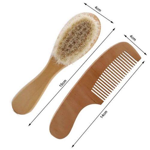 Newborn Baby Natural Wooden Boys Girls Soft Wool Hair Brush