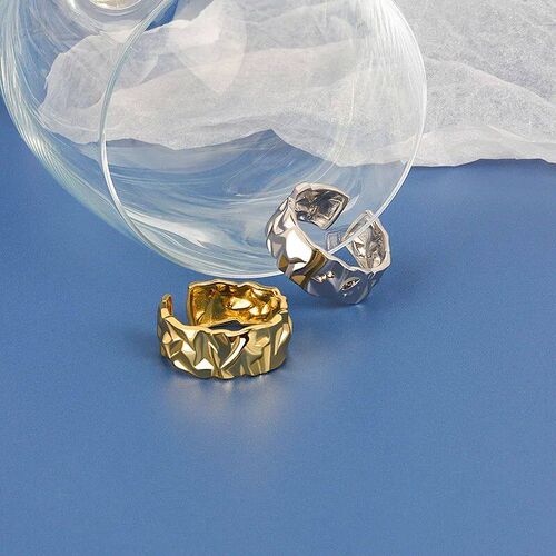 Punk Irregular Bump Wide Facet Silver Color Metal Rings for