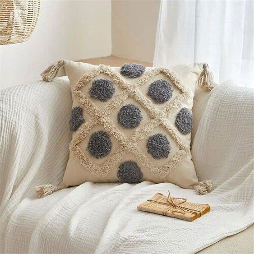 Linen Pillowcase Bohemian Style Tassel Throw Pillow Case