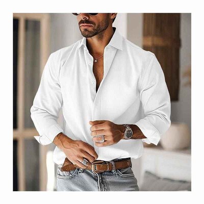 Autumn new casual plus size long sleeved shirt men loose top