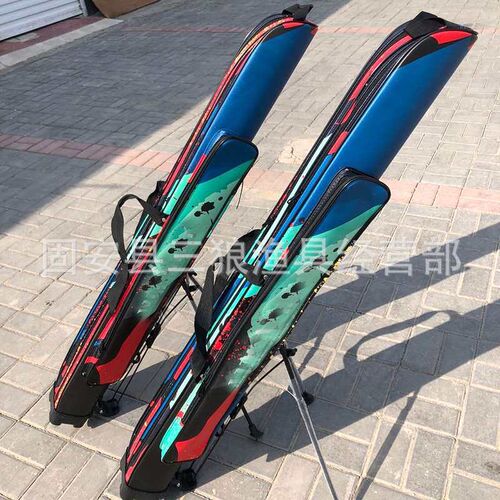 Double Layer Fish Rod Bag with Bracket Large Capacity PU Rod
