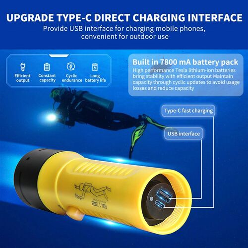 Diving Flashlight 3000LM CERR LED focus long waterproof nigh
