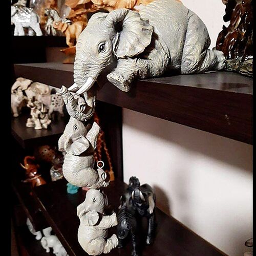 3pcs/set Cute Elephant Figurines Elephant Holding Baby Eleph