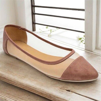 Women Ballet Flats Pointed Toe Slip on Flat Shoes Mesh