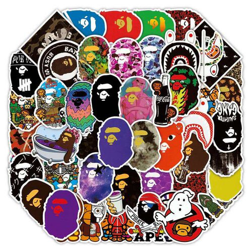 50 ape head personality graffiti stickers Car suitcase water