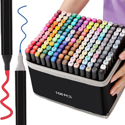 30/40/60/80 Colors Alcohol Felt Markers Pens Dual Tip Perman