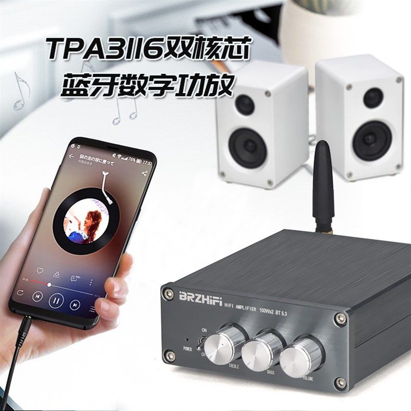 BL53 大功率核芯TP11数字功放机家用重低音100W*2 5.3