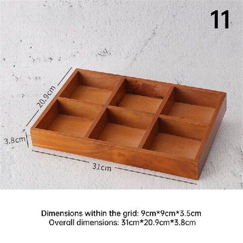 Wooden Storage Box Serving Tray Multi Compartments Divided