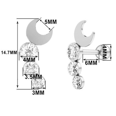 Opal Crystal Ear Tragus Piercing Helix Lip Labret Plug Surg