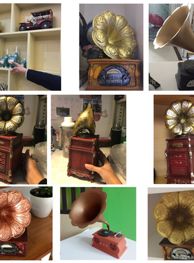 复古留声机摆件欧式家居客厅装饰品模型道具创意工艺品橱窗摆设