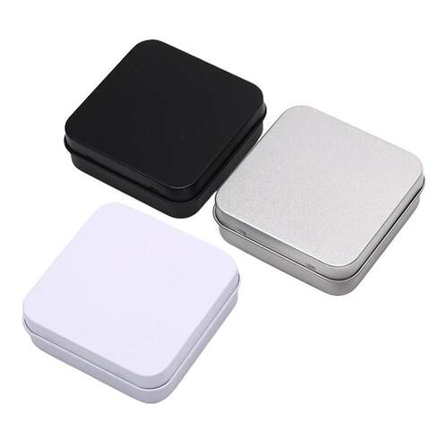 Mini Metal Tins Container Square Hinged Flip Storage Tin Box