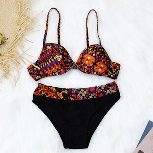 2023 Two Piece Swimwear Women Purple Bikinis Printing Swimsu