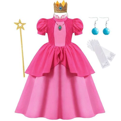 Peach Princess Dress For Girls Game Cosplay Costume Children