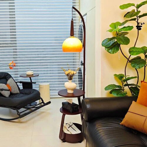 Vintage Glass Style Floor Lamp with commodity shelf Recharga
