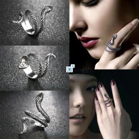 Retro Punk Gothic Stainless Steel Snake Animal Ring Opening