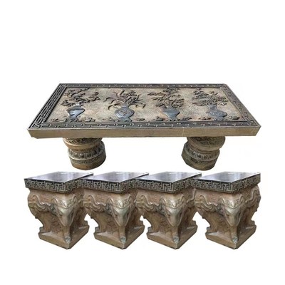 石桌石凳庭院室外一石头茶桌茶台青石仿古石桌椅石台大理石桌凳