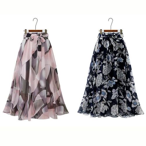 2024 Summer Print Floral Skirts For Women Casual Loose Elast