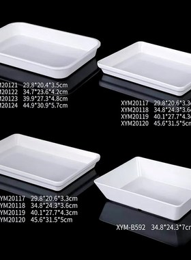 白色仿瓷卤菜盘子商用熟食展示盘长方形卤味凉菜餐厅塑料密胺餐具