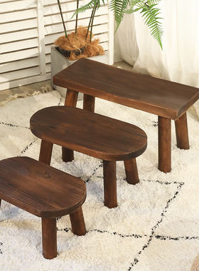 实木小凳子进门换鞋凳儿童小板凳茶几圆形矮凳子木头客厅家用小型