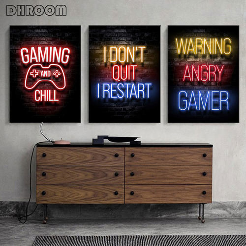 Gaming Room Decoration Poster Wall Art Video Game Canvas Pai