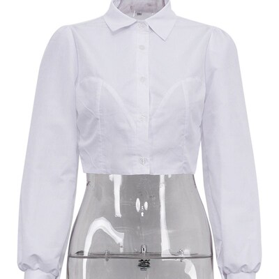 Clacive Fashion Woman Blouses  Autumn Slim Lapel Long