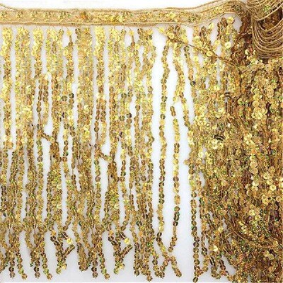 3/6M Glitter Sequins Tassel Fringe  30cm Width Lace