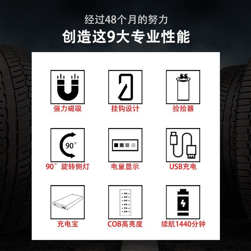 多功能工作灯 USB充电带磁铁检修灯 汽车维修灯 露营灯 强光灯,户外/登山/野营/旅行用品,手电筒,淘宝优惠券,粉丝福利购,淘宝优惠卷