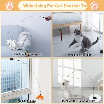 Cats Toys Feathers Wand Interactive Toy Kitten Toys with Sup