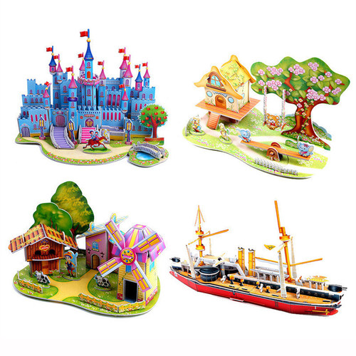 Diy Attractive Cartoon Castle Garden House 3D Puzzle Jigsaw