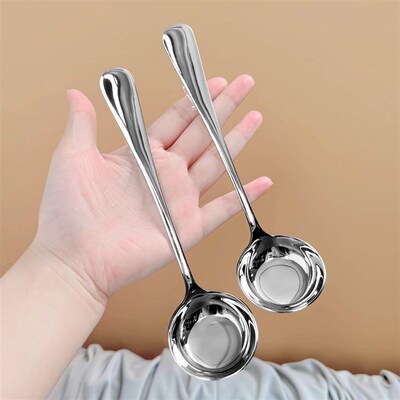 Stainless Steel Flat Bottom Spoon with Round Head, High Aest