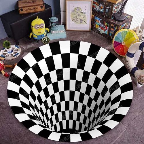 Stereo vision round vertigo  door mat living room coffee tab