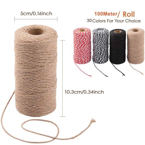100M/Roll Cotton Cord Baker Twine Colorful Cotton Crafts Twi