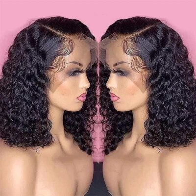 Deep Curly Short Bob Wig Human Hair Wigs Brazilian 13x5x1 La