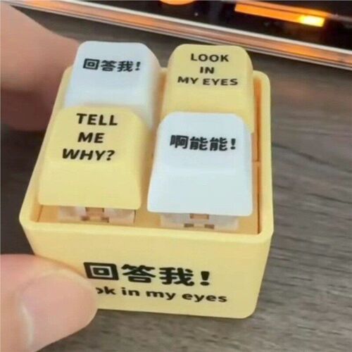 工厂好物回答我语音发音按键玩具look my eyes钥匙扣钥匙圈挂件解